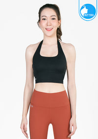 สปอร์ตบราแบบคล้องคอ IBY - Yoga Sport Halterneck cropped With Bra On-trend - Black ดำ