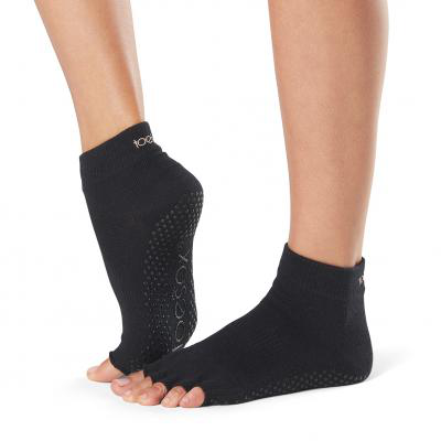 Toesox - Grip Half Toe Ankle Black