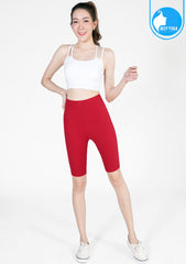 กางเกงโยคะขาสั้น IBY - High Waist Yoga Knee Breeches - Red