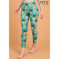 Fitz yoga pants, exercise, 9-inch legs, Pineapple pattern