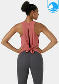 IBY - Tie back tank, stretchy exercise tank top, Tie model - Peach Blush