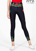 Fitz yoga pants, exercise, 9-inch legs, Batika pattern - Batikka