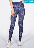 IBY-Long yoga pants, model 535S - Butterfly Night pattern