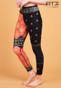 FITZ yoga pants, exercise, 9-inch legs, Sari pattern