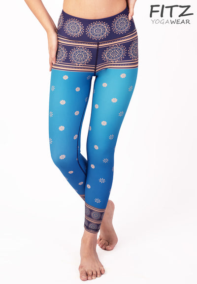 FITZ yoga pants, exercise, 9-inch legs, Thai silk pattern - Mai tai