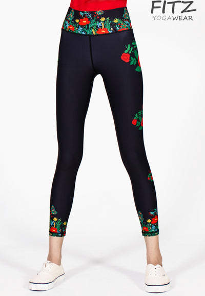 Fitz yoga pants, exercise, 9-inch legs, Batika pattern - Batikka