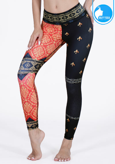 FITZ yoga pants, exercise, 9-inch legs, Sari pattern