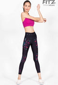 Fitz yoga pants, exercise, 9-inch legs, Queen Cleopatra pattern