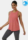 IBY - Tie back tank, stretchy exercise tank top, Tie model - Peach Blush