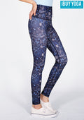 IBY-Long yoga pants, model 535S - Butterfly Night pattern