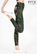 Fitz yoga pants, exercise, 9-inch legs, Kra Dang Nga pattern