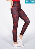 IBY-Long yoga pants, model 535S - Butterfly Red pattern