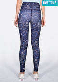 IBY-Long yoga pants, model 535S - Butterfly Night pattern