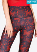 IBY-Long yoga pants, model 535S - Butterfly Red pattern