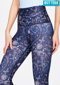 IBY-Long yoga pants, model 535S - Butterfly Night pattern