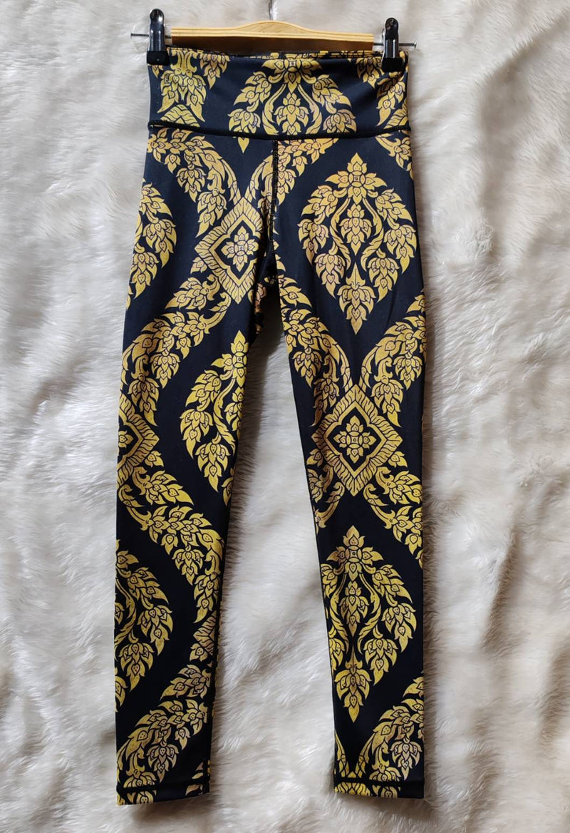 Fitz - 7/8 Legging - Thai pattern, yellow and black - S