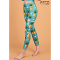 Fitz yoga pants, exercise, 9-inch legs, Pineapple pattern