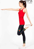 Fitz yoga pants, exercise, 9-inch legs, Batika pattern - Batikka