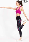 Fitz yoga pants, exercise, 9-inch legs, Queen Cleopatra pattern