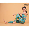 Fitz yoga pants, exercise, 9-inch legs, Pineapple pattern
