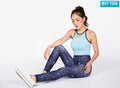 IBY-Long yoga pants, model 535S - Butterfly Night pattern