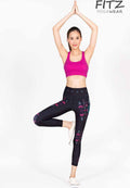 Fitz yoga pants, exercise, 9-inch legs, Queen Cleopatra pattern