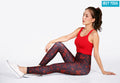 IBY-Long yoga pants, model 535S - Butterfly Red pattern