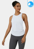 IBY - Tie back tank, stretchy exercise tank top, Tie model - White