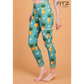 Fitz yoga pants, exercise, 9-inch legs, Pineapple pattern