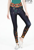 Fitz yoga pants, exercise, 9-inch legs, Arty pattern - Arty
