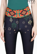 Fitz yoga pants, exercise, 9-inch legs, Arty pattern - Arty