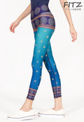 FITZ yoga pants, exercise, 9-inch legs, Thai silk pattern - Mai tai