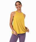 IBY - Tie back tank, stretchy exercise tank top, Tie model - Yellow