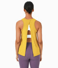 IBY - Tie back tank, stretchy exercise tank top, Tie model - Yellow