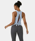 IBY - Tie back tank, stretch exercise tank top, Tie model - Light Lavender