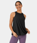 IBY - Tie back tank, stretchy exercise tank top, Tie model - Black