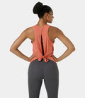 IBY - Tie back tank, stretchy exercise tank top, Tie model - Orange