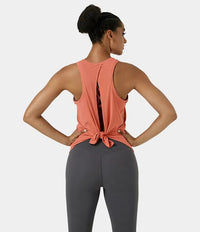 IBY - Tie back tank เสื้อกล้ามผ้ายืดออกกำลังกาย รุ่น Tie - Orange