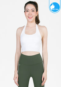 สปอร์ตบราแบบคล้องคอ IBY - Yoga Sport Halterneck cropped With Bra On-trend - White ขาว