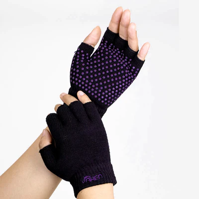 ถุงมือกันลื่นรุ่น Vaken Grip Gloves-1 Pairs/Pack - Black Dot Purple PP