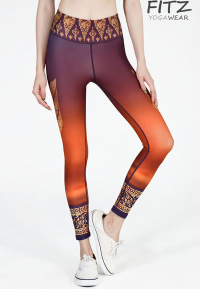 Fitz yoga pants, exercise, 9-inch legs, Tawan pattern