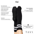 TAVI รุ่น KAI ไค ถุงเท้ากันลื่นยาว ความยาวสูงถึงกลางน่อง ไม่แยกนิ้วเท้า ถุงเท้าพิลาทิส ถุงเท้าโยคะยาว แบรนด์ แทวี