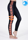 IBY-Long yoga pants, model 535G - printed graphic, Indian Froral pattern