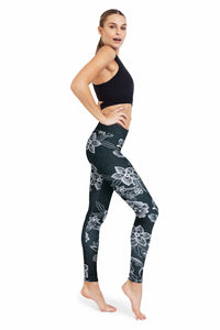 Dharmabums - Black Batik High Waist Printed Yoga Legging - Full Length