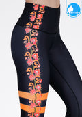 IBY-Long yoga pants, model 535G - printed graphic, Indian Froral pattern