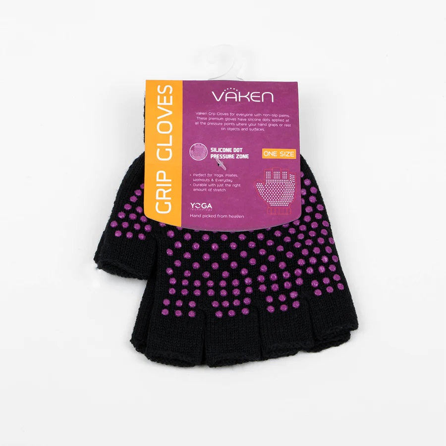 ถุงมือกันลื่นรุ่น Vaken Grip Gloves-1 Pairs/Pack - Black Dot Purple