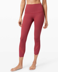 Lululemon Wunder Under Crop High-Rise 23*Roll Down Scallop Full-On Luxtreme - Chianti 