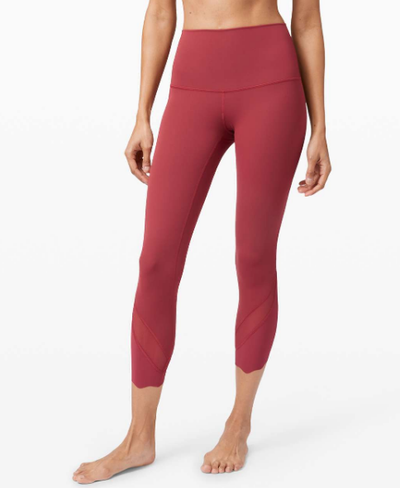 Lululemon Wunder Under Crop High-Rise 23*Roll Down Scallop Full-On Luxtreme - Chianti 