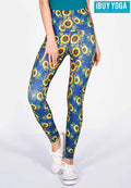 IBY-Long yoga pants, model 535S - Sunflower pattern