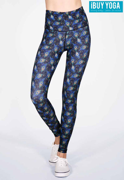 IBY-Long yoga pants, model 535S - Peacock pattern